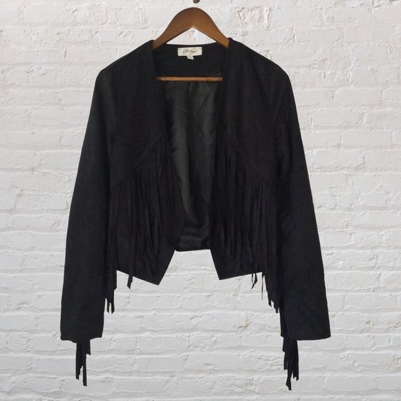 Sterlings Jackets & Blazers - Sterlings Suede Fringe Jacket Cropped Long Sleeves Size Large